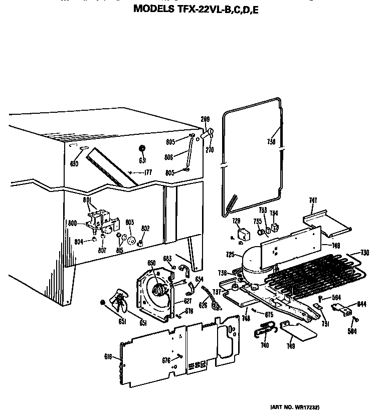 GE TFX22VLE unit parts diagram