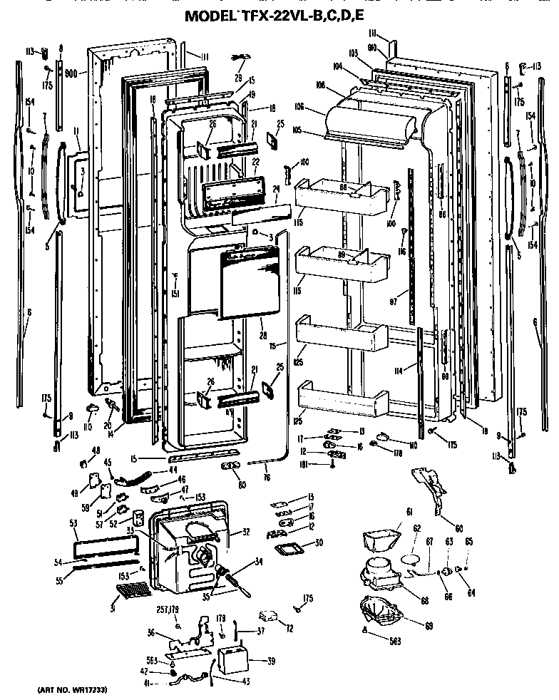 GE TFX22VLE doors diagram