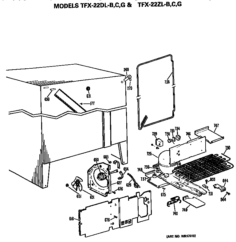 GE TFX22DLC unit parts diagram