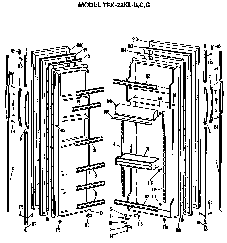 GE TFX22KLG doors diagram