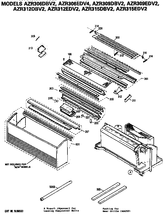 GE AZR315DBV2 grille diagram
