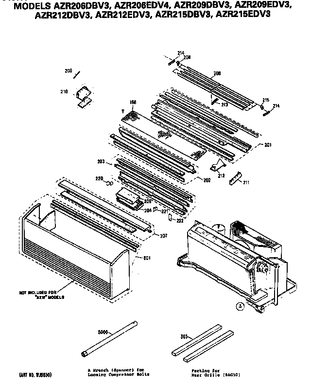 GE AZR212DBV3 grille diagram