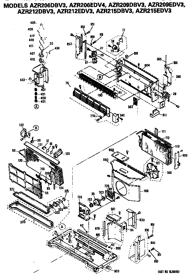 GE AZR212DBV3 grille diagram