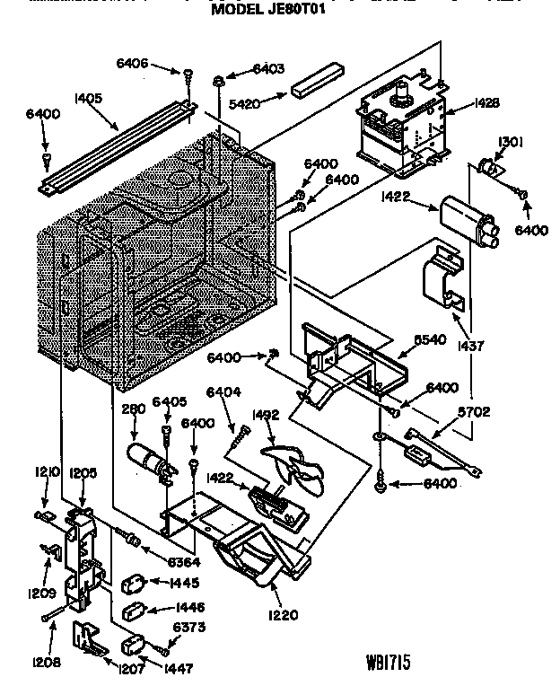 GE JE80T01 magnetron/motor blower diagram