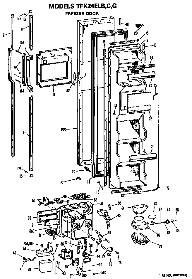 GE TFX24ELG freezer door diagram