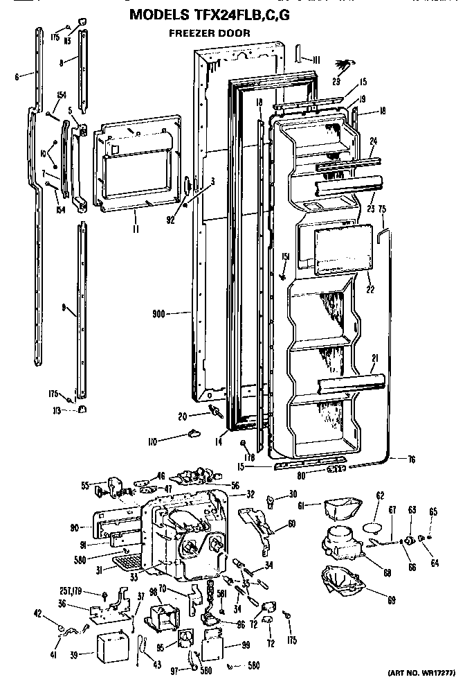 GE TFX24FLB freezer door diagram