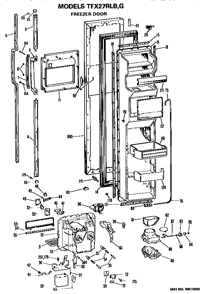 GE TFX27RLB freezer door diagram