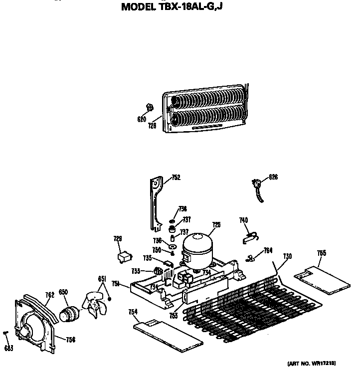 GE TBX18ALJLWH unit parts diagram