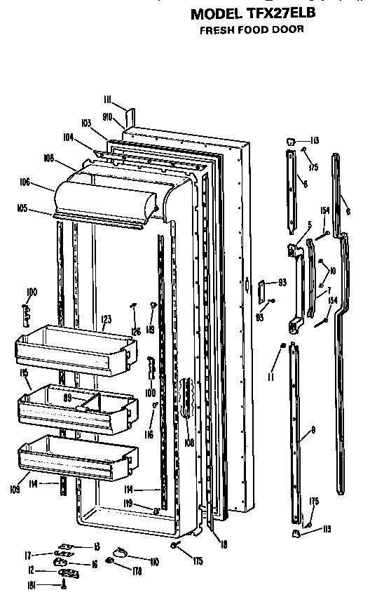 GE TFX27ELB fresh food door diagram