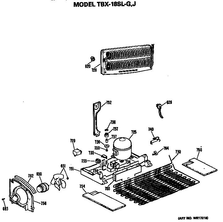 GE TBX18SLGRAD unit parts diagram