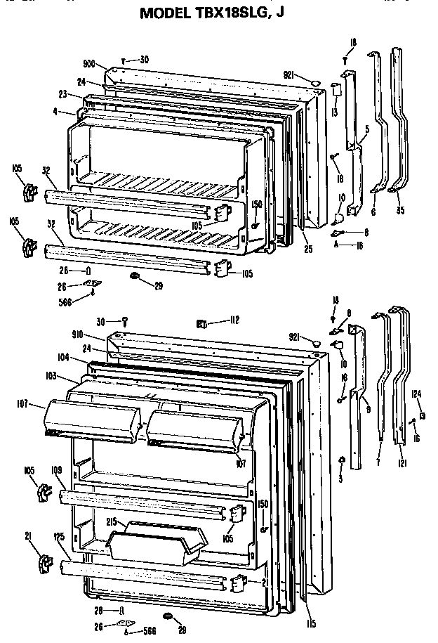GE TBX18SLGRAD doors diagram
