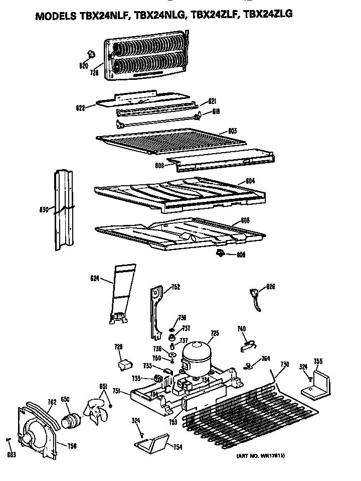 GE TBX24NLFRAD unit parts diagram