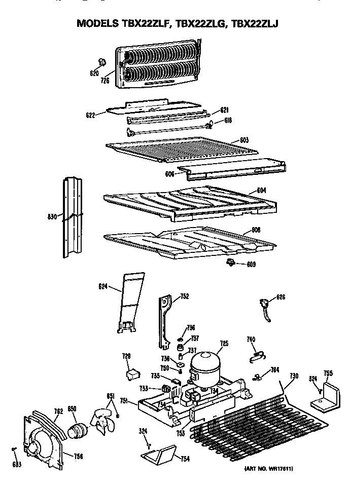 GE TBX22ZLFRWH unit diagram