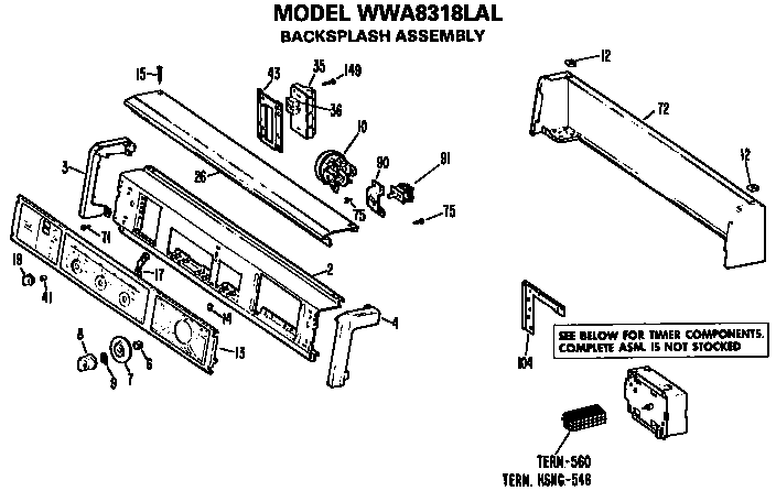 GE WWA8318LAL backsplash diagram