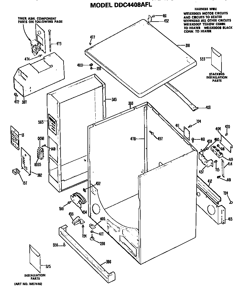 GE DDC4408AFL cabinet for ddc4408afl diagram