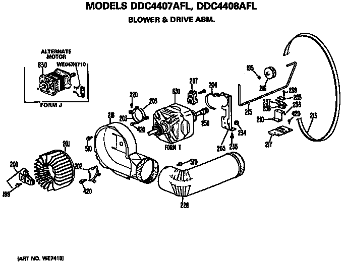 GE DDC4408AFL blower and drive diagram