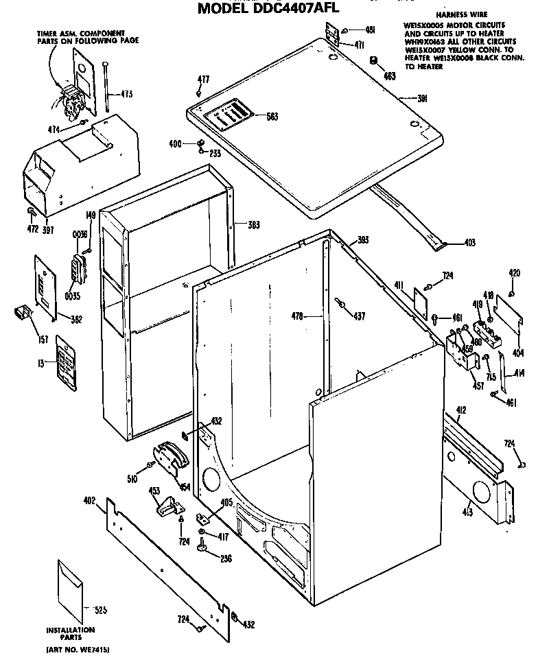 GE DDC4408AFL cabinet for ddc4407afl diagram