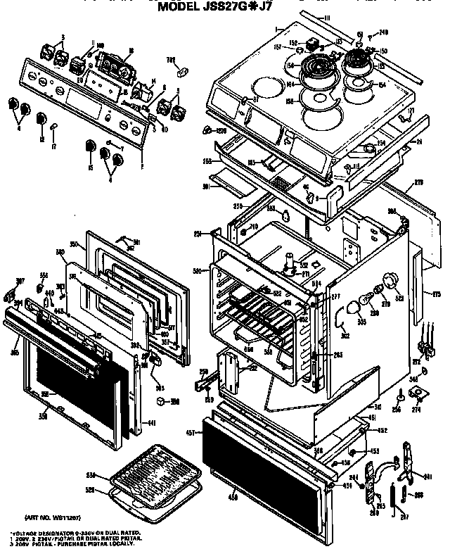 GE JSS27GJ7 replacement parts diagram