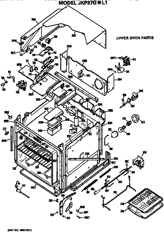 GE JKP37G0L1WG upper oven diagram