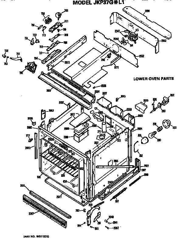 GE JKP37G0L1WG lower oven diagram