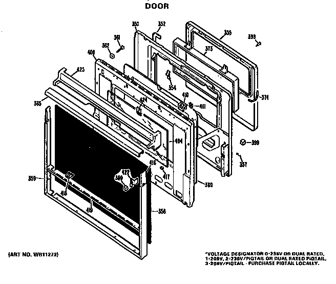 GE JKP16GJ6 door diagram