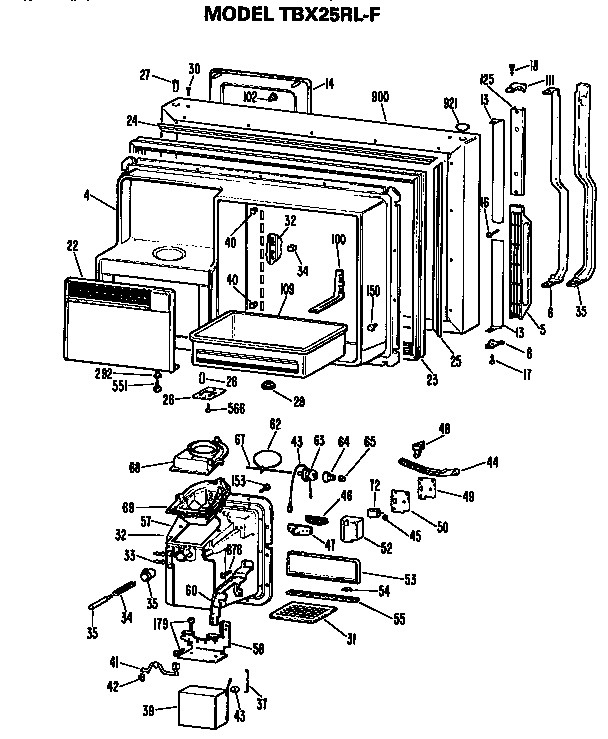 GE TBX25RLFR freezer door diagram