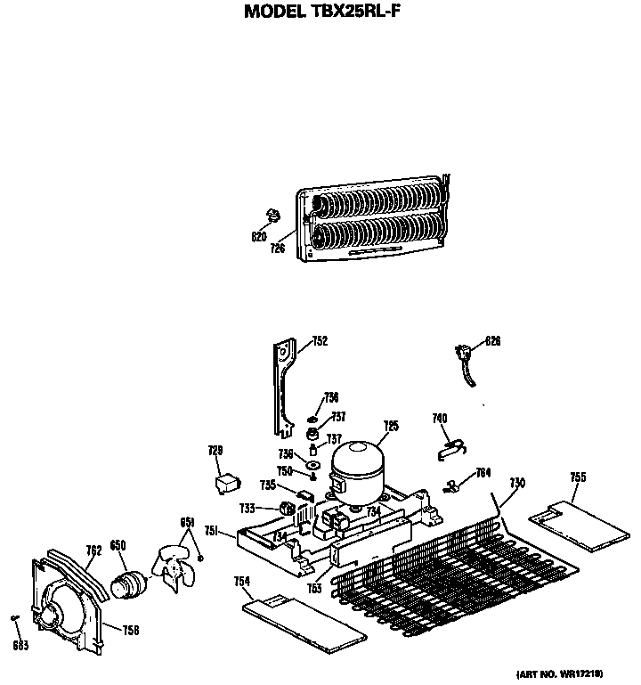 GE TBX25RLFR unit parts diagram