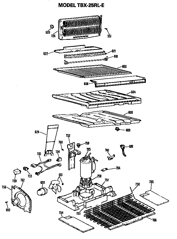 GE TBX25RLER unit parts diagram