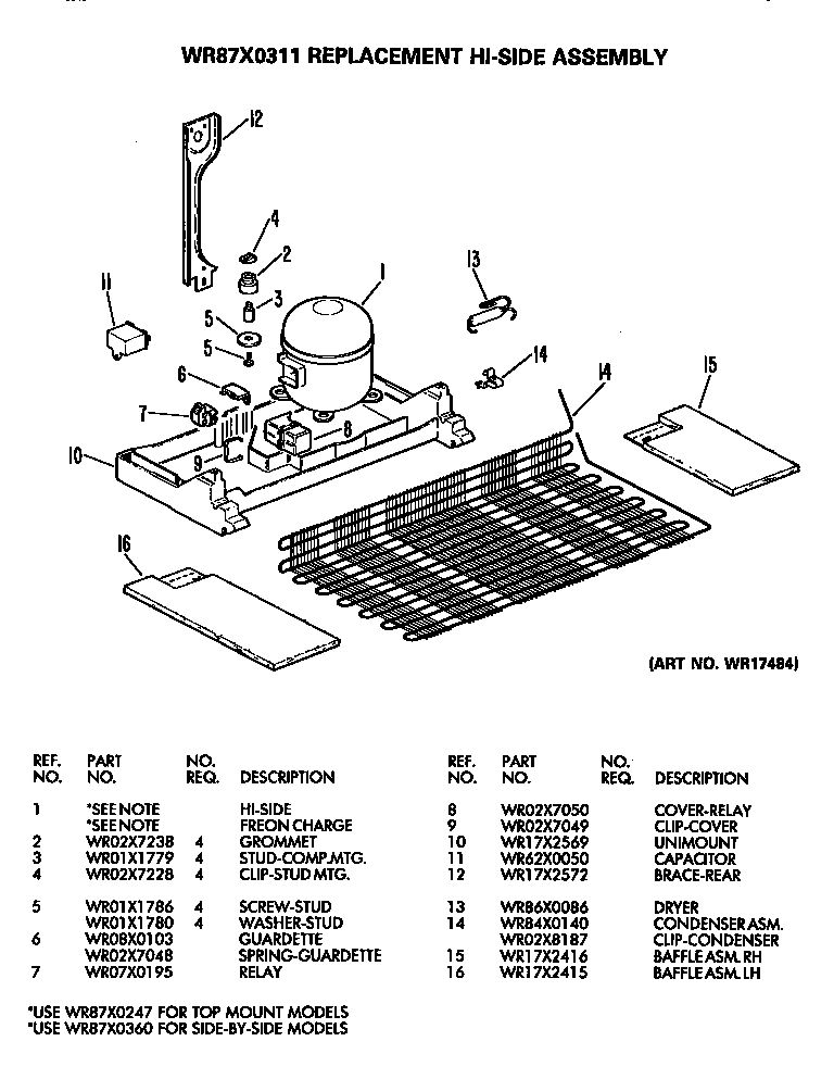 GE WR87X0311 unit parts diagram