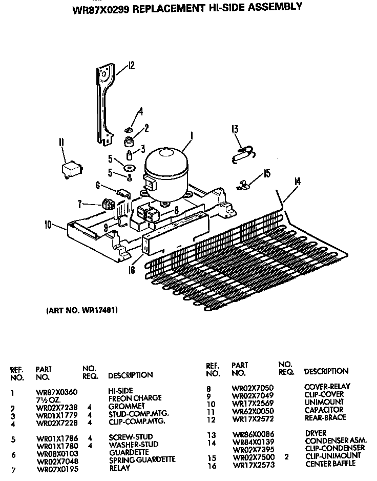 GE WR87X0299 unit parts diagram