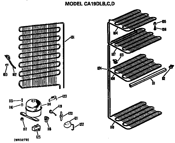 GE CA19DLB unit parts diagram