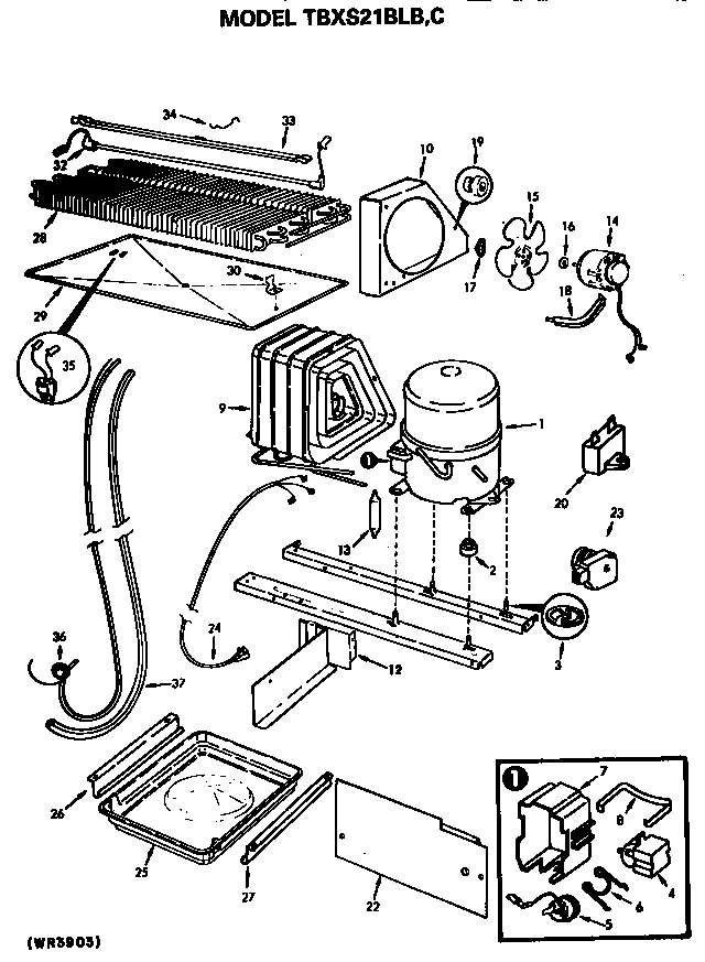 GE TBXS21BLB unit parts diagram