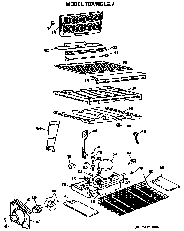 GE TBX18DLJRWH unit parts diagram
