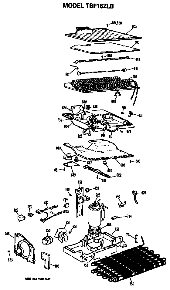 GE TBF16ZLB unit parts diagram