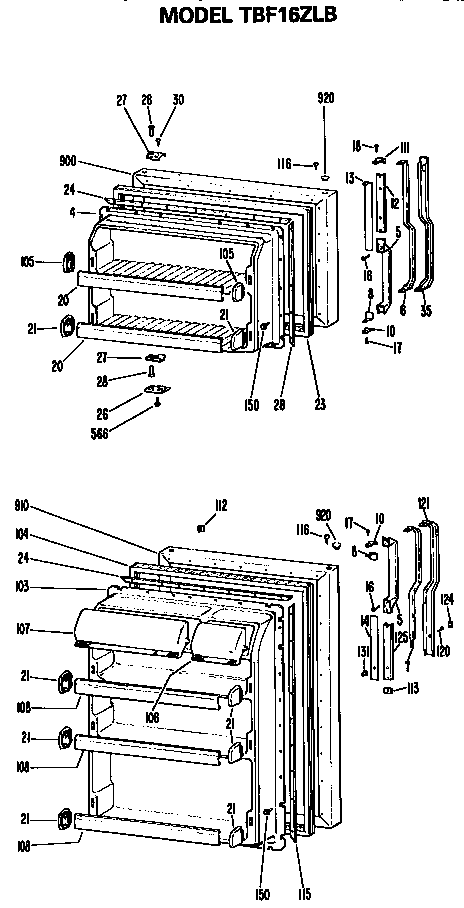 GE TBF16ZLB doors diagram