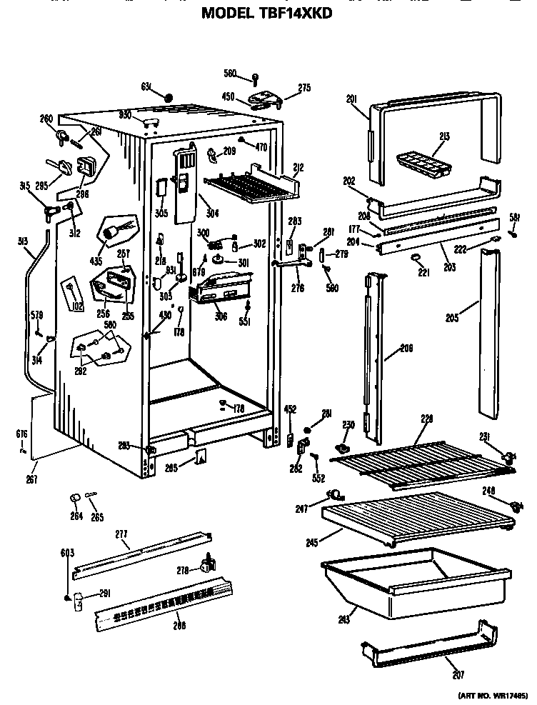 GE TBF14XKDR cabinet parts diagram