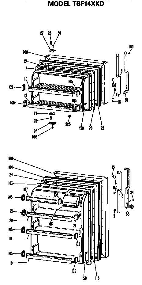 GE TBF14XKDR doors diagram