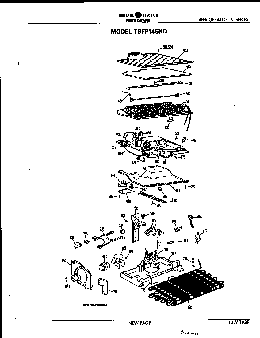 GE TBFP14SKDR unit parts diagram