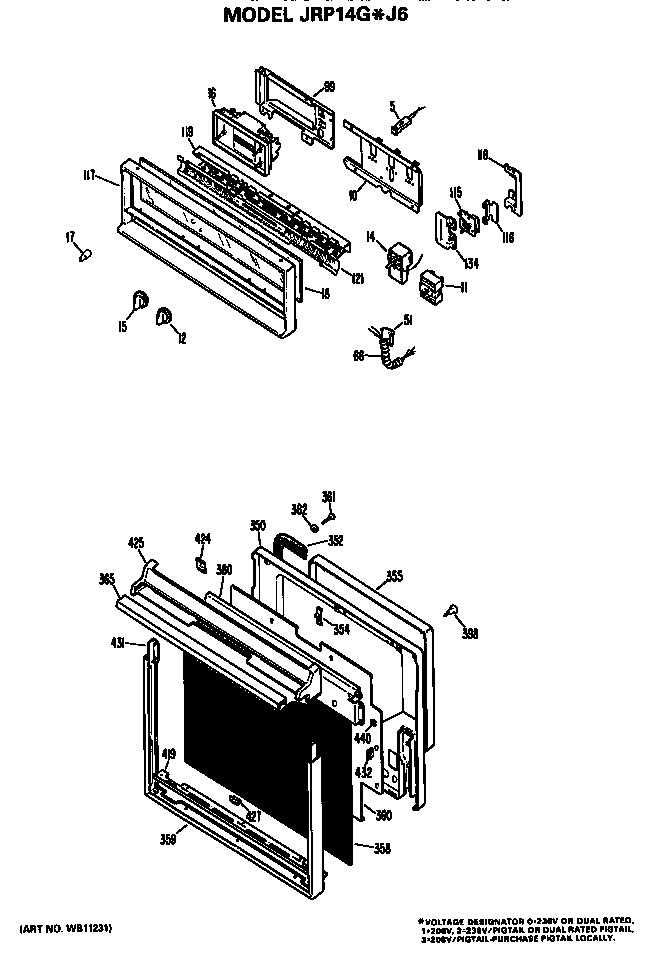 GE JRP14GJ6 control and door diagram