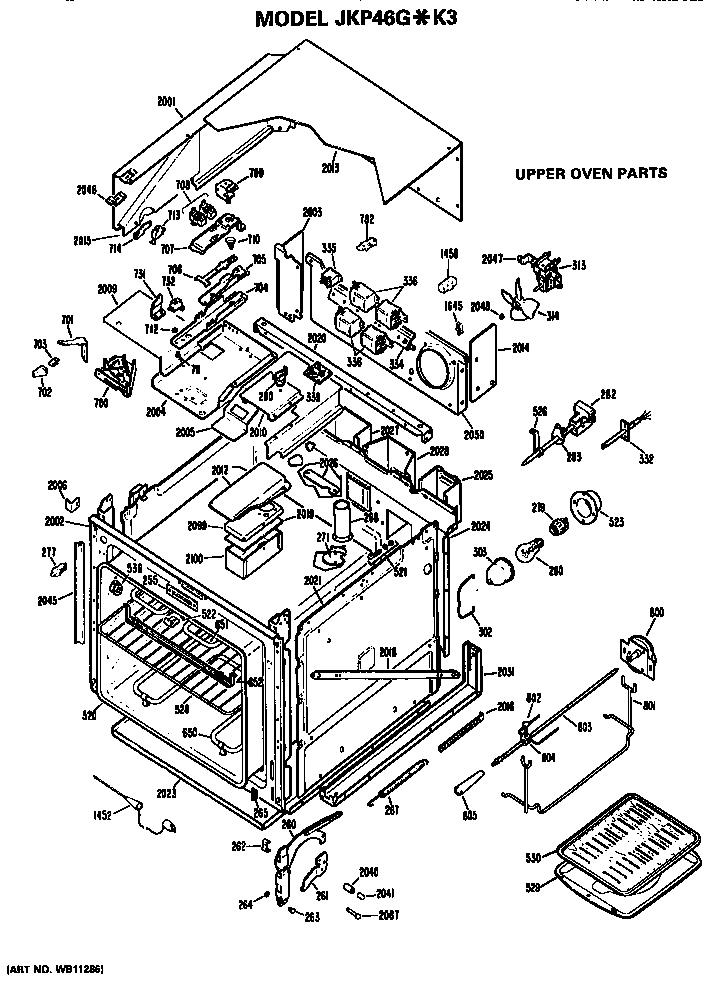 GE JKP46G*K3 upper oven diagram