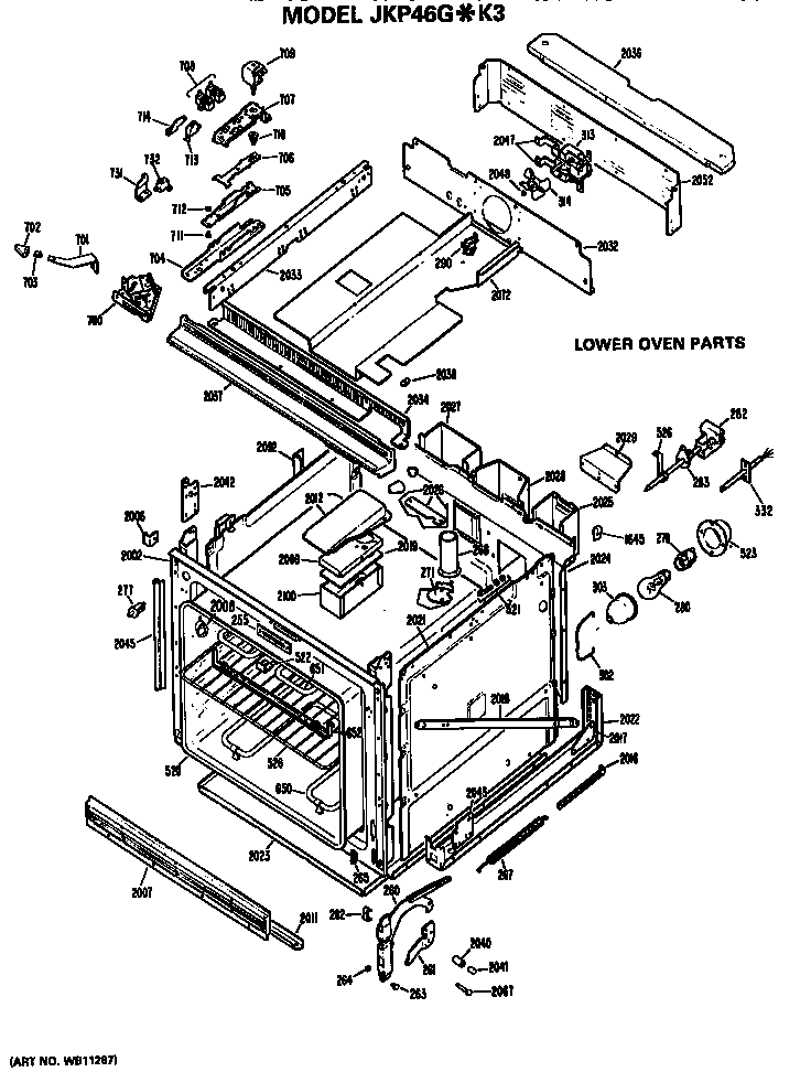 GE JKP46G*K3 lower oven diagram