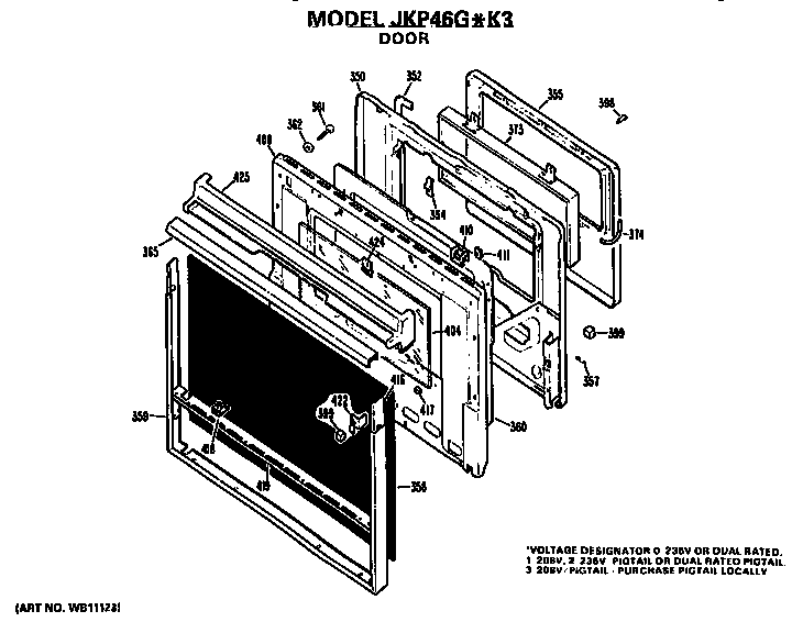 GE JKP46G*K3 door diagram