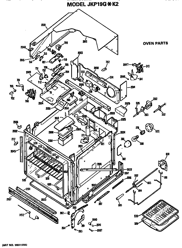 GE JKP19G*K2 main body diagram