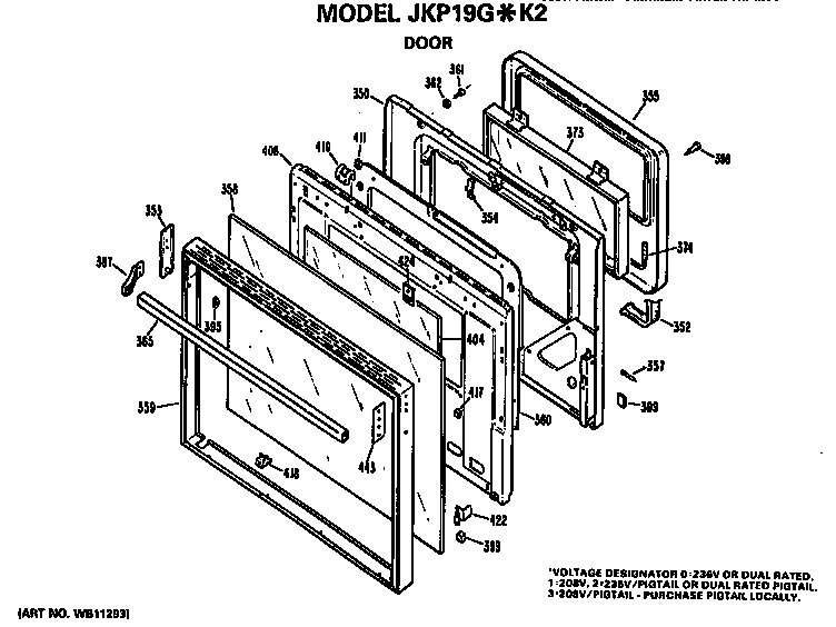 GE JKP19G*K2 door diagram