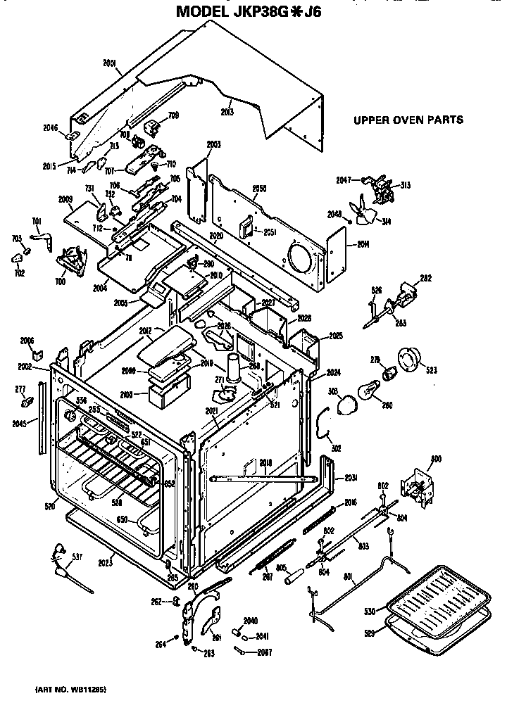 GE JKP38GJ6 upper oven diagram