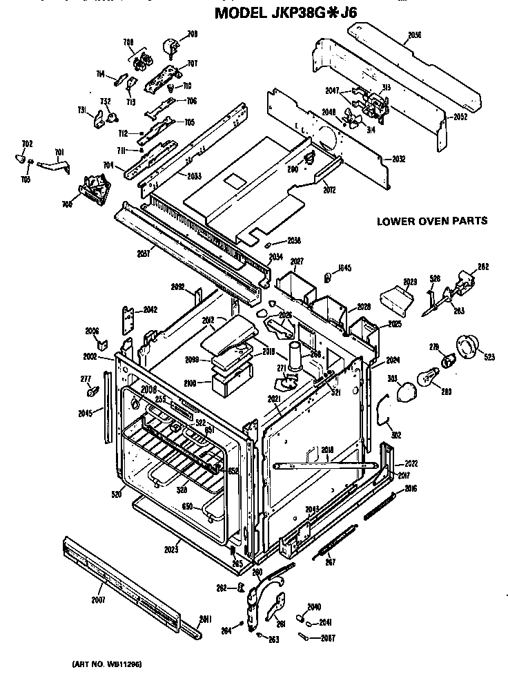 GE JKP38GJ6 lower oven diagram