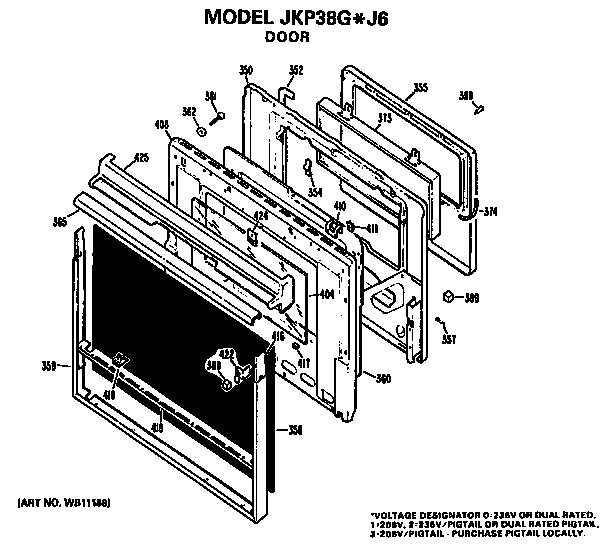 GE JKP38GJ6 door diagram