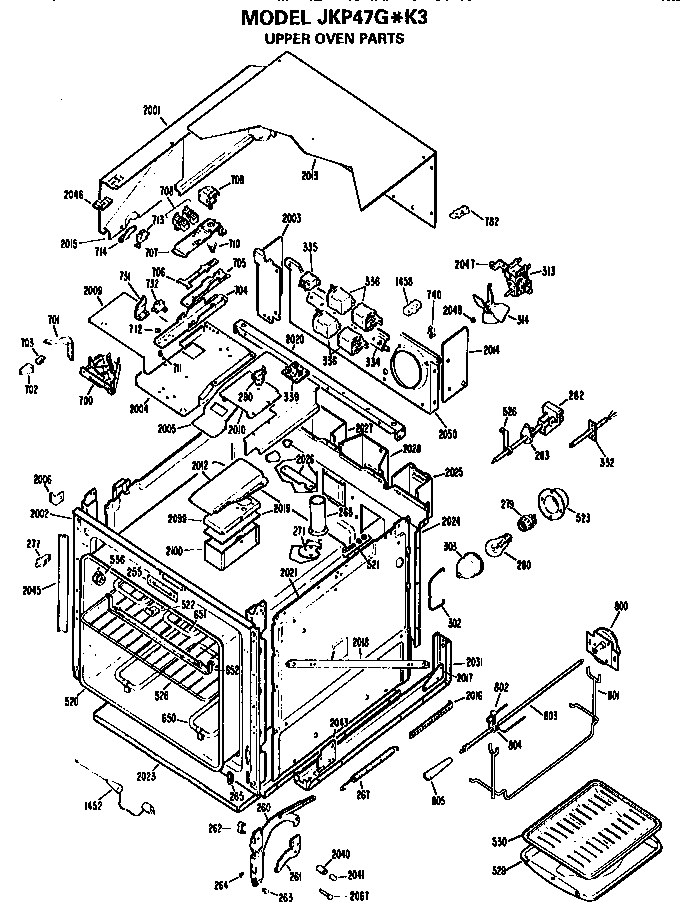 GE JKP47G*K3 upper oven diagram