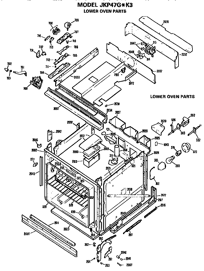 GE JKP47G*K3 lower oven diagram