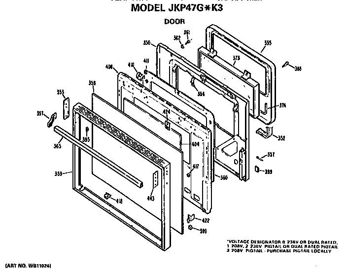 GE JKP47G*K3 door diagram